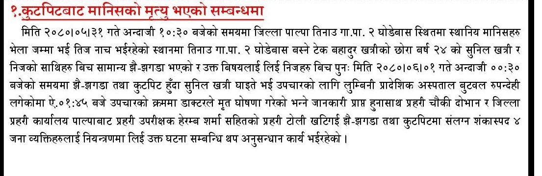 पाल्पामा कुटपिटबाट एक जनाको हत्या